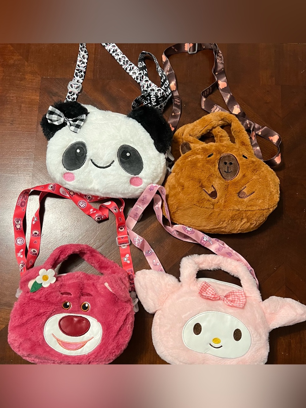 Hello kitty, Panda Plush Purse Set of 4